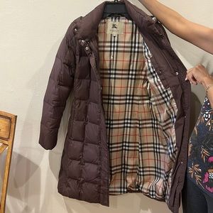 Burberry long hooded puffer jacket